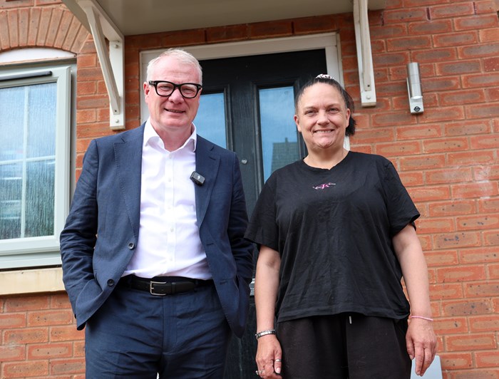Mayor Richard Parker hears from Janet Williams about how her family's life has been transformed by moving out of their damp riddled private sector house and into an affordable, safe and warm home