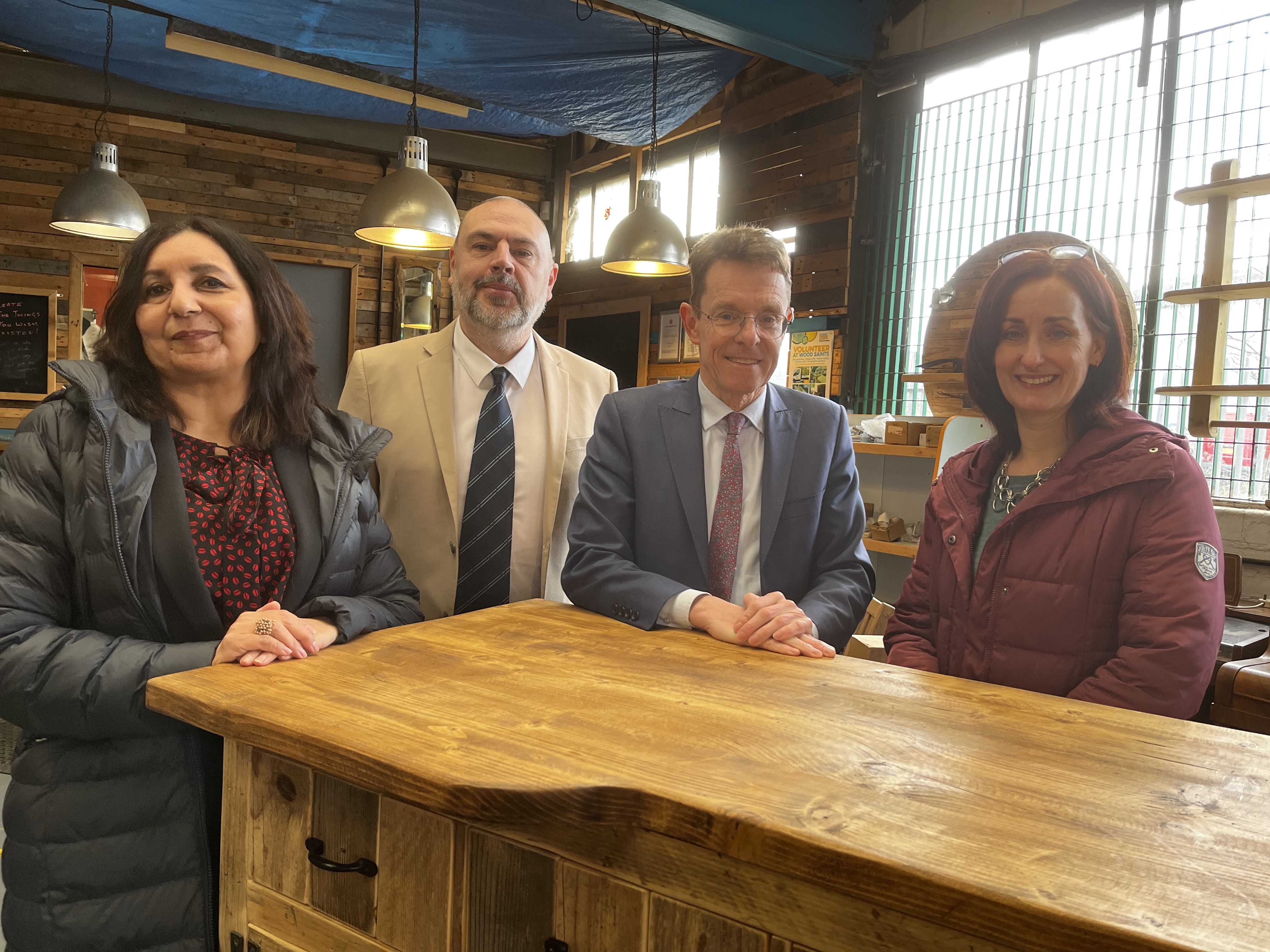 Shobha Asar-Paul, chief officer at All Saints Action Network, Cllr Craig Collingswood, City of Wolverhampton Council’s cabinet member for environment and climate change, Andy Street, Mayor of the West Midlands and WMCA chair, and Debbie Ward, director at Rebuild CIC.