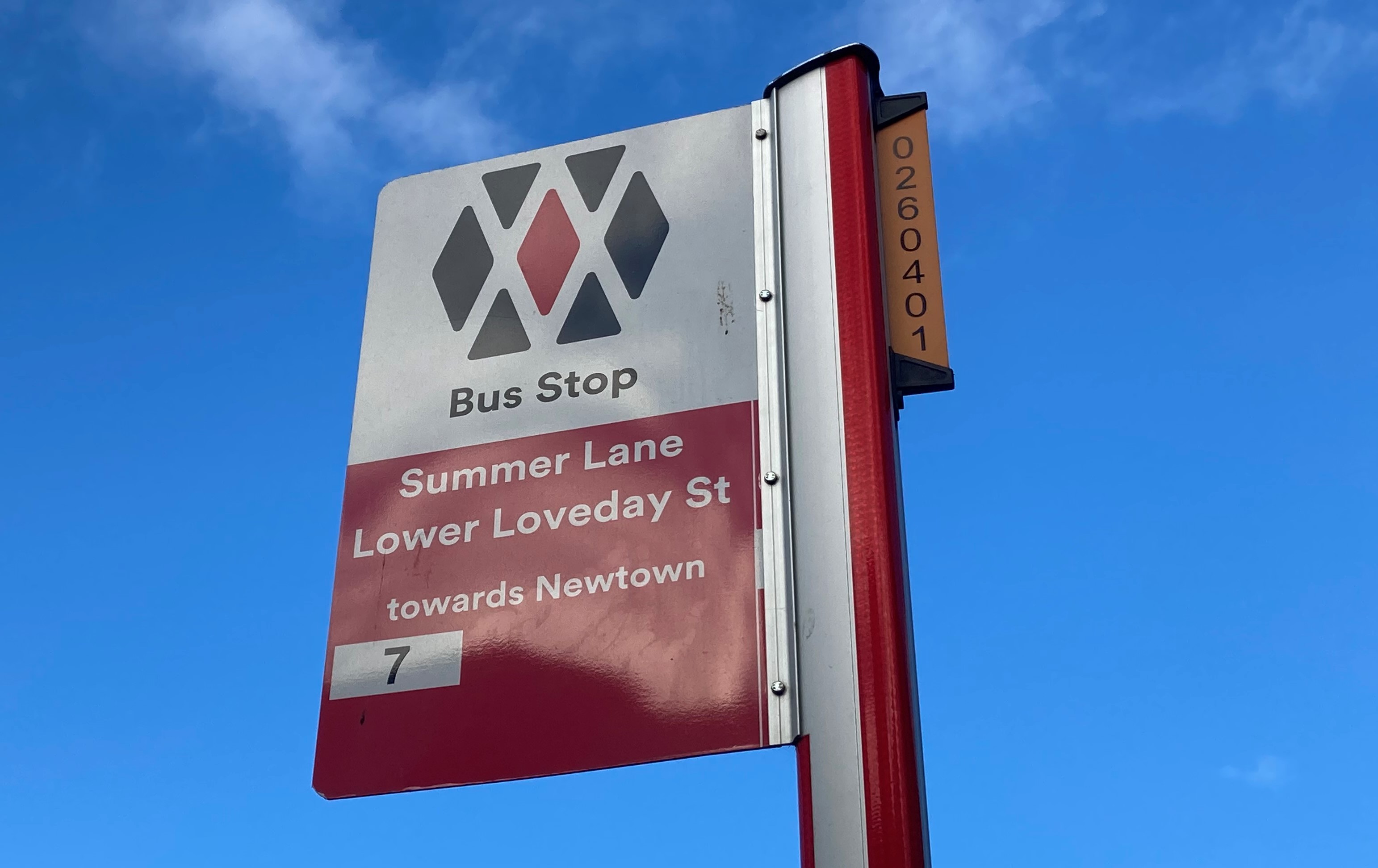 A bus stop sign