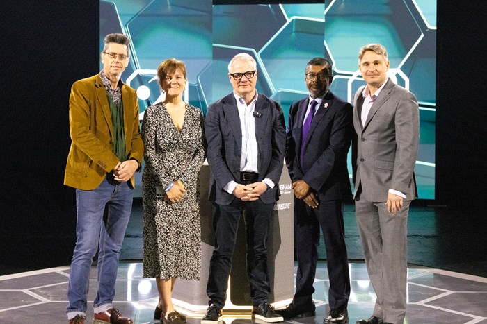 Mayor Richard Parker with Stephen Brown from Musicians' Union, Caroline Hemmington from Bectu, Ian Manborde from Equity and Rob Johnston from the Midlands Trades Union Congress (TUC).