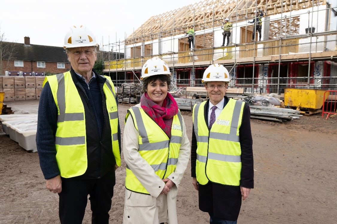 Cllr Ian Courts, Cllr Karen Grinsell and Mayor Andy Street on the Mountfort site