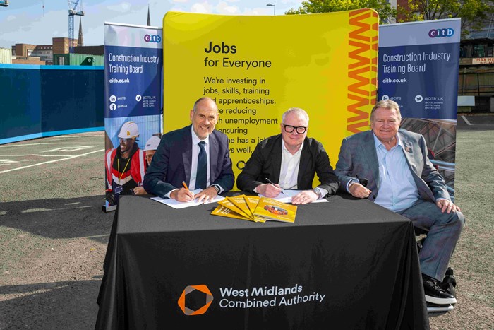 Tim Balcon, chief executive officer, CITB, Richard Parker, Mayor of the West Midlands, Andy Hill, chief executive The Hill Group