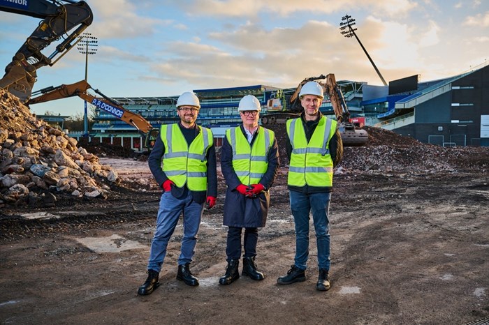 (L to R) Jon Davies, CEO, Levy UK and Ireland, Richard Parker, Mayor of the West Midlands, and Craig Flindall, Strategy Director, Edgbaston Stadium