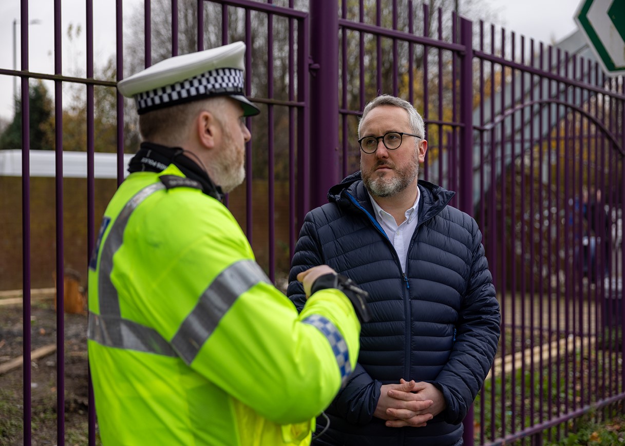 The Mayor’s Cycling & Walking Commissioner, Adam Tranter joined Sgt Mark Bull ahead of Road Safety Week on an operation at Belgrave Middleway in Birmingham