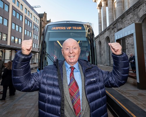 Jasper Carrott unveils tram named in his honour