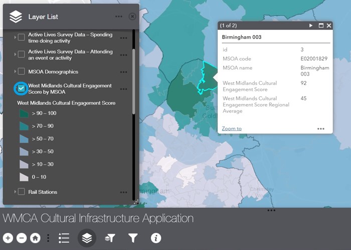 Screenshot of WMCA Cultural Infrastructure Application