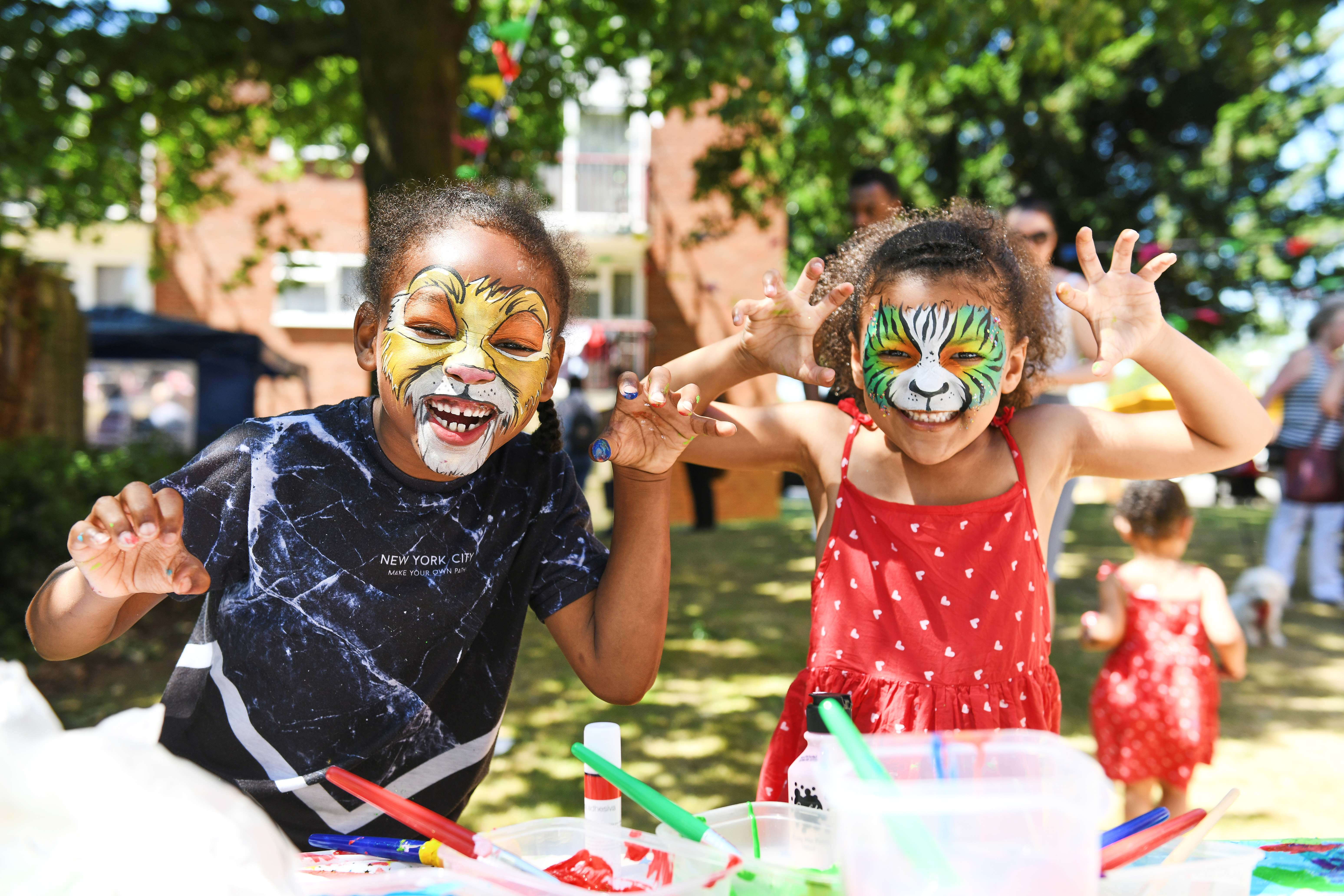 Children having fun at a community day in the West Midlands