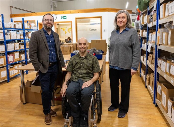 The Active Hands Company founder and CEO, Rob Smith, (centre), with Jon Lander and Christine Hancock from the Business Growth West Midlands team at Solihull Council