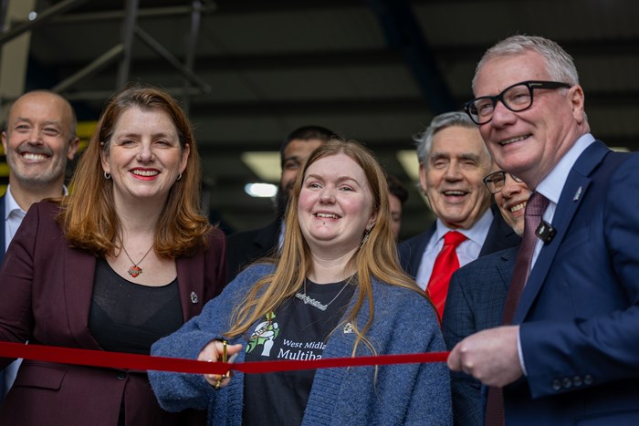 John Boumphrey, UK country manager, Amazon,  Lianne Shakespeare, head of children, young people and families, BVSC, Alison McGovern, Minister of State for Department of Work and Pensions, Gordon Brown, Former UK Prime Minister, Richard Parker, Mayor of the West Midlands at the launch of Multibank in Birmingham