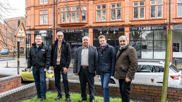 Adrian Jackson CEO Of The Wolverhampton Grand, Philip Barnett, Theatre Trustees, Sohan Singh Gill And Avtar Singh Owners Of Amar House