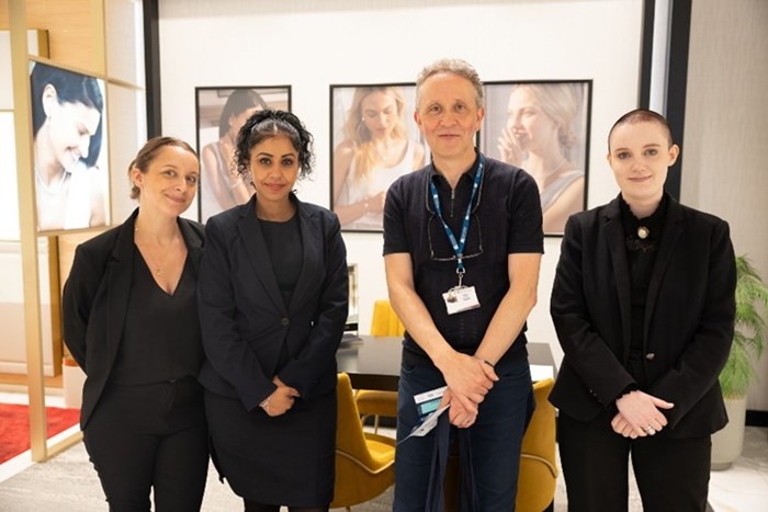 Simon Homer pictured here with staff at Goldsmiths (l to r), Steph, Dee, Simon and Jess.