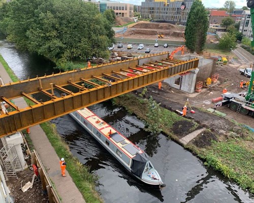 University railway station development takes major step forward with canal bridge installation