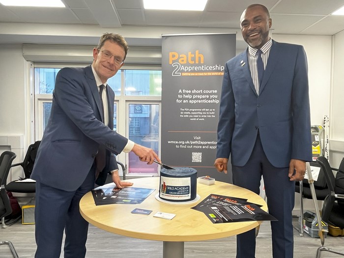 Andy Street, Mayor of the West Midlands and WMCA Chair, and Kevin Davis, chairman of the Ladder for Greater Birmingham Skills Academy at their first year anniversary event