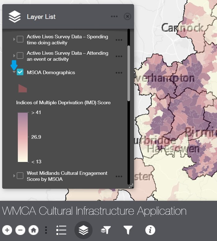 Screenshot of WMCA Cultural Infrastructure Application