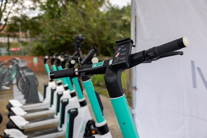 Beryl e-scooters lined up