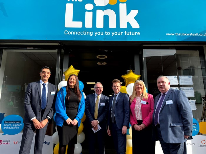 L-R is as follows: Jatinder Sharma CBE DL - Principal of Walsall College, Corrie Squire – Skills, Training & Employment Manager at The Link, David Wheeler - Governor at Walsall College, Andy Street – Mayor of the West Midlands, Kym Messenger - Walsall Borough Senior Leader - District Operations Leader at DWP, Cllr Adrian Andrews, Deputy Leader of Walsall Council