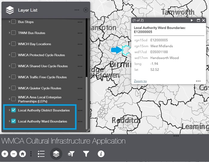 Screenshot of WMCA Cultural Infrastructure Application