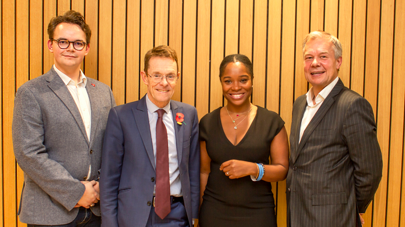 From left to right: Huw Sparkes, junior investment manager at Midven, Andy Street, Mayor of the West Midlands, Kameese Davis, CEO of Nylah's Naturals, and Mark Wilcockson, senior investment manager at British Business Bank