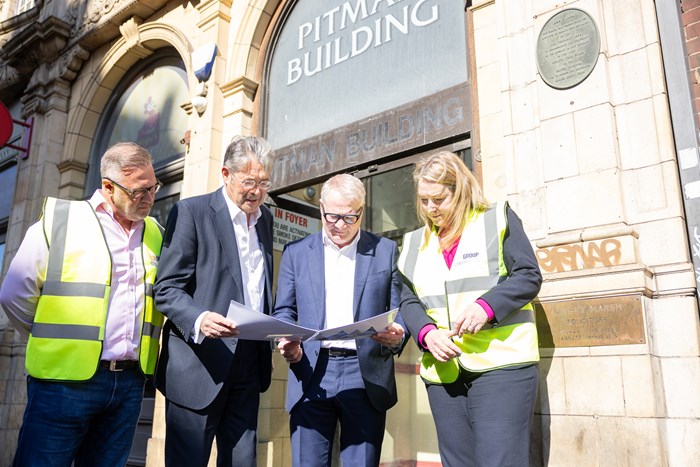 From left: Darren Perry from contractors BSN, Bill Houle of Trigram Properties Ltd, Richard Parker, Mayor of the West Midlands and project manager Emma Bridgewood from Wakeman's