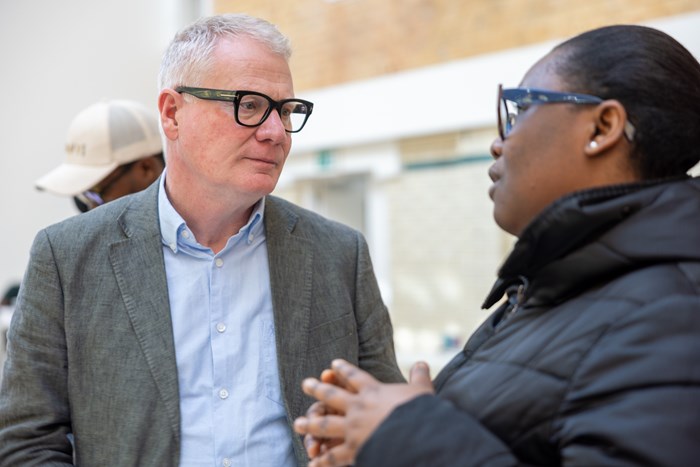 Mayor Richard Parker in conversation with colleague
