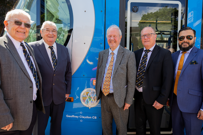 From left: David Frodsham, President of the Tramway Museum Society, Colin Robey President of UK Tram, Lord Faulkner of Worcester, David Keay, Director, Railway & Tramway Engineering Ltd and Sandeep Shingadia, Executive Director (Interim) of Transport for West Midlands (TfWM)