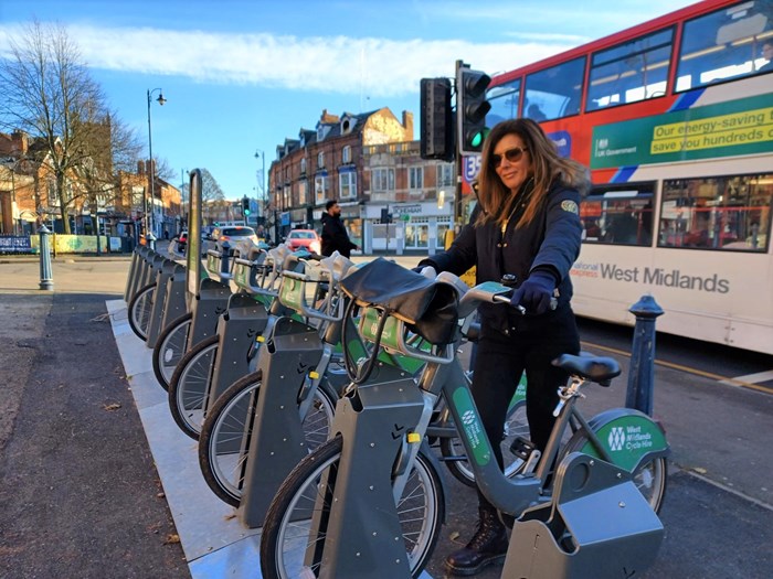 The new cycle hire docking station in Salisbury Road, Moseley