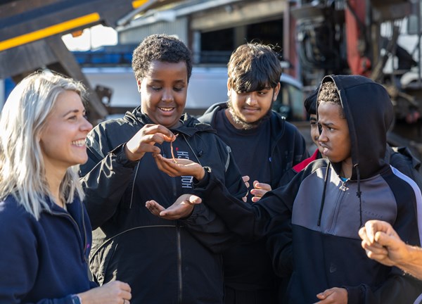 Young people out doors enjoying nature