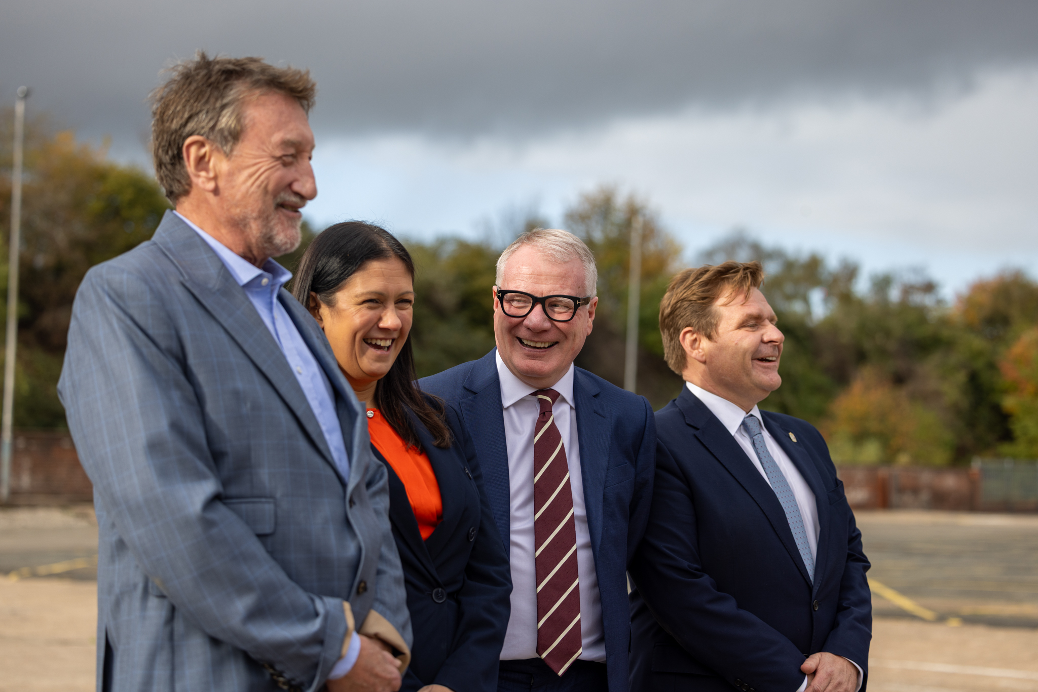 From left: Peaky Blinders creator Steven Knight, Lisa Nandy, Secretary of State for Culture, Media and Sport, Richard Parker, Mayor of the West Midlands and Cllr John Cotton, Leader of Birmingham City Council at the Digbeth Loc. Studios