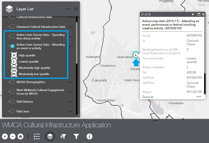 Screenshot of WMCA Cultural Infrastructure Application