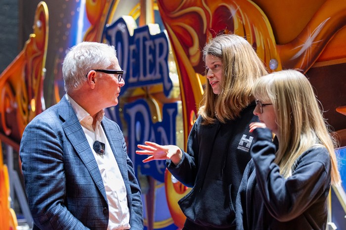 Mayor Richard Parker with apprentices Tegan Payne and Laura Gilbert