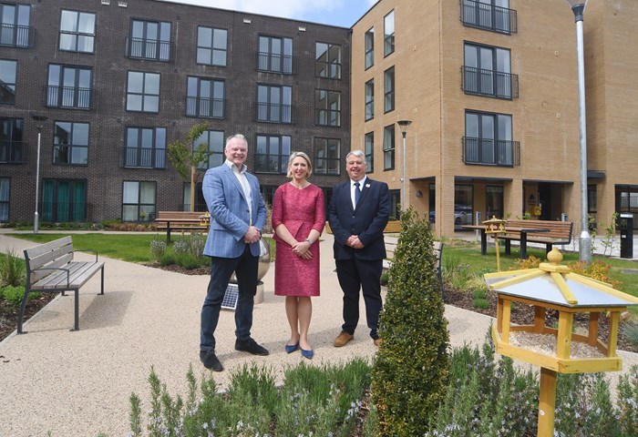 From left to right – Richard Frank (Preferred Homes Ltd), Eleanor Deeley (Deeley Group) and Councillor Richard Overton (Telford and Wrekin Council)