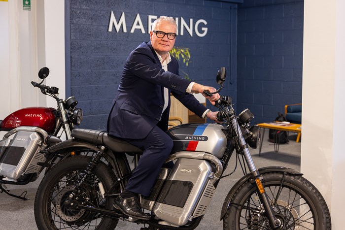 Mayor Richard Parker with one of the Maeving electric bikes at the company's Coventry factory