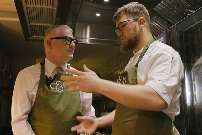 Mayor Richard Parker with 21-year-old Hayden Parkinson, who is a young chef at Cow & Sow
