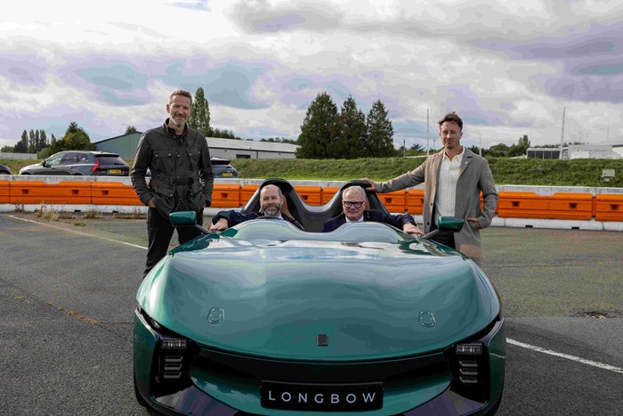 Longbow's co founders and CEOs Daniel Davey (left) and Mark Tapscott show Jonathan Reynolds, Secretary of State for Business, Innovation, Science and Trade (left in car) and Richard Parker, Mayor of the West Midlands their