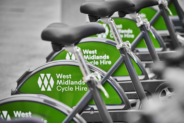 West Midlands Cycle Hire bikes lined up