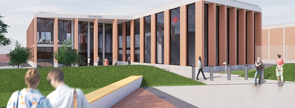 an illustrative drawing of how the university station will look.