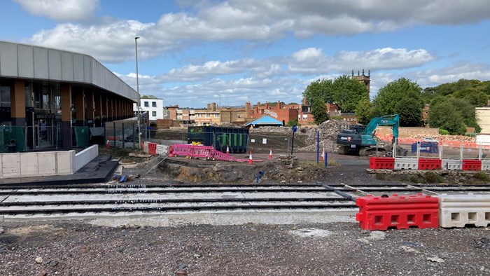 Dudley Interchange site with Birdcage Walk shops on the left