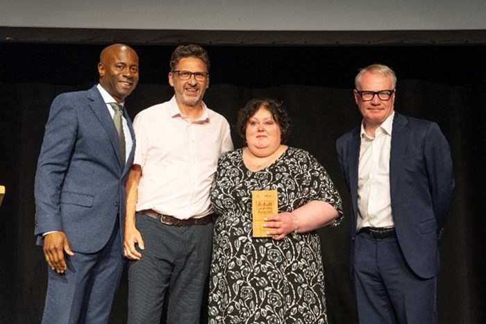 Nick Bailey, Sandwell Council’s Nick Garratt (Digital Inclusion Lead) and Diane Pope (Curriculum Quality Lead), and Mayor of the West Midlands, Richard Parker at the Adult Learning Awards ceremony