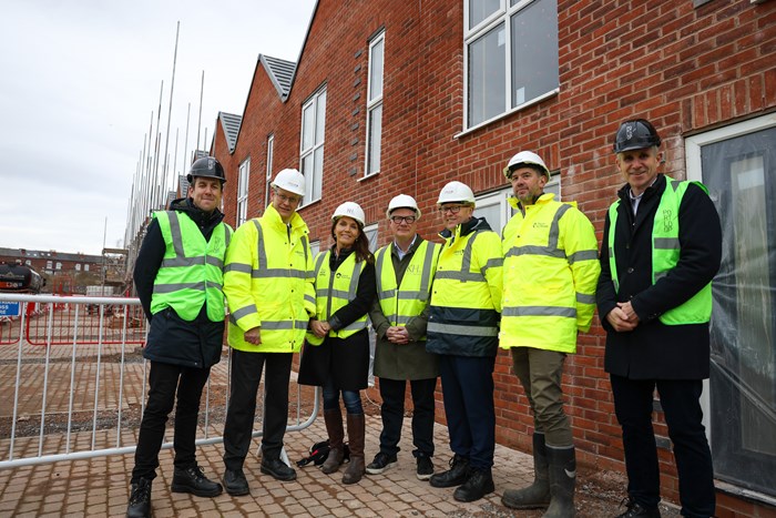 From left: Adam Willetts, associate director development, Urban Splash - Glenn Harris, executive director, Midland Heart - Henriette Breukelaar, regional director, Canal & River Trust (West Midlands) - Richard Parker, Mayor of the West Midlands - Joe Reeves, executive director of finance & growth Midland Heart - Martin Edwards, regional development director Places for People - Matt Beckley, director of development Keon Homes and Simon Gawthorpe, director, Urban Splash