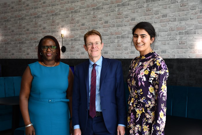 Yetunde Dania, Andy Street and Sharonjit Clare.