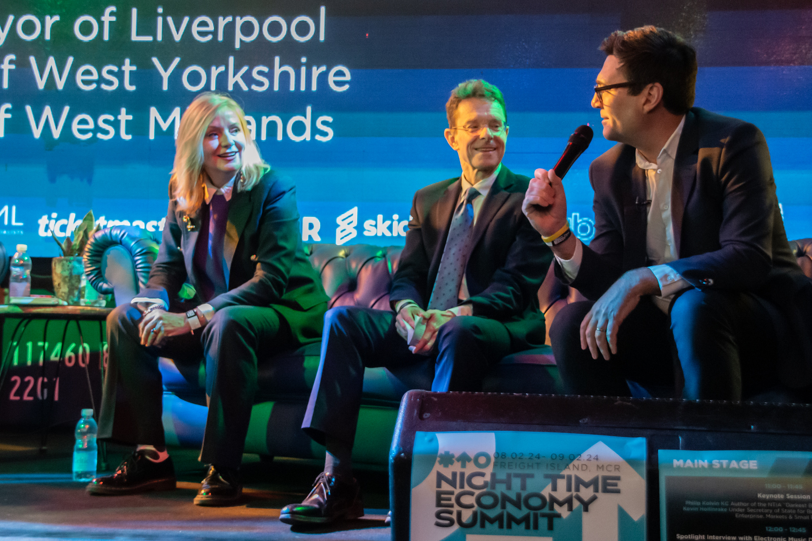 From L-R: Tracy Brabin, Mayor for West Yorkshire; Andy Street, Mayor for the West Midlands, and Andy Burnham, Mayor for Greater Manchester, pictured at the Night Time Economy Summit in Manchester.