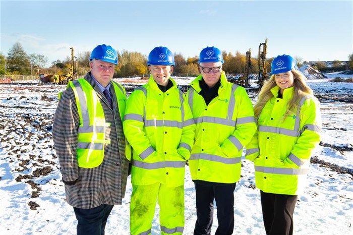 From left: Cllr Stephen Simkins, Leader of City of Wolverhampton Council, Dominic Gold, managing director of Goold Estates, Richard Parker, Mayor of the West Midlands and Lara Angell, property manager at Goold Estates