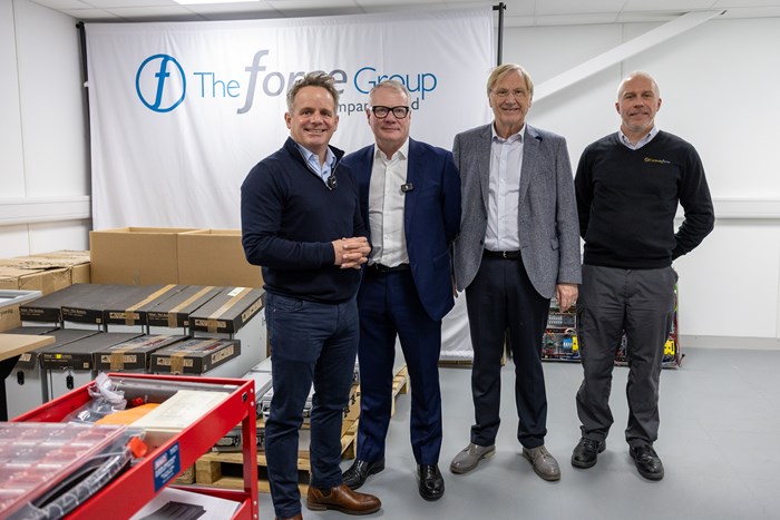 Controlsforce Managing director Marc Bozdogan with Mayor Richard Parker, Solihull Council leader Cllr Ian Courts, and Controlsforce general manager David Hennessy.