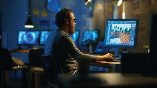 Person on a computer at a digital bootcamp