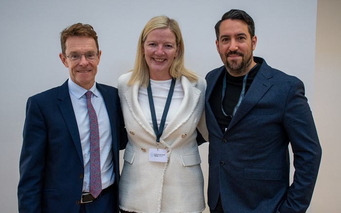 Andy Street, Mayor of the West Midlands (left) with Clare Streets and Yiannis Maos from Birmingham Tech who will work in partnership with the WMCA on helping the regional economy realise the full potential of digital technology
