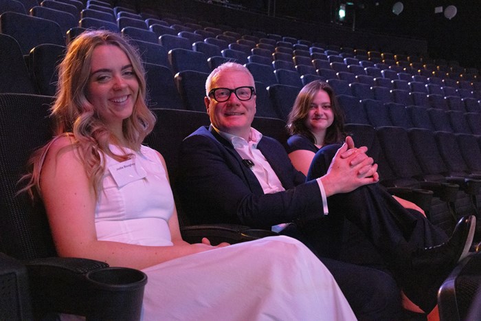 Student Jodie Boughey, City of Wolverhampton College (left) and Sophia Kendall, Walsall Studio School (right) met Richard Parker, Mayor of the West Midlands before the screening