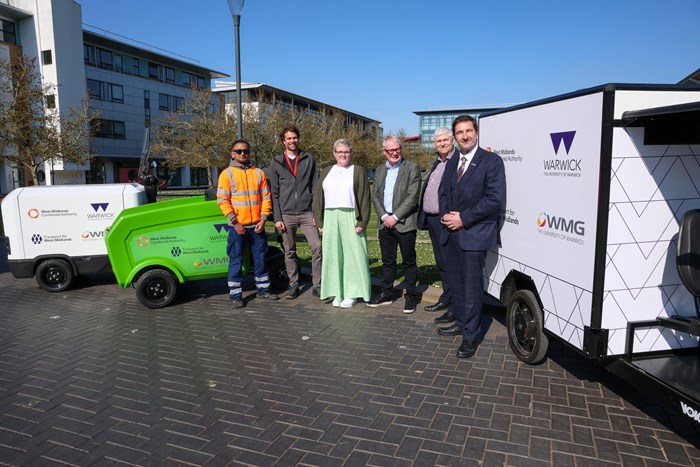 Mayor Richard Parker, centre, with Aidi Fuad from the university’s waste and recycling team; Mark Urbanowski, principal engineer at WMG at the University of Warwick; Kate Miller-White, Transport for West Midlands (TfWM) transport innovation co-ordinator; Chris Lane, TfWM’s head of transport innovation; Professor Dave Greenwood, CEO of the High Value Manufacturing Catapult and director of industrial engagement at WMG at the University of Warwick.