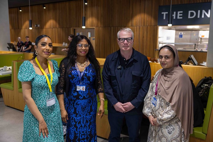 (L-R): Kamaria Mohamed, Maria Benjamin Alugee, Mayor of the West Midlands, Richard Parker and Mehnaz Akhtar