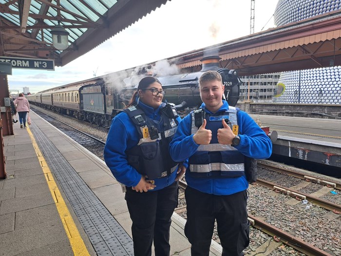 New Transport Safety recruits - Esha Sheemar and Nikodem Szewczyk at Moor Street Station