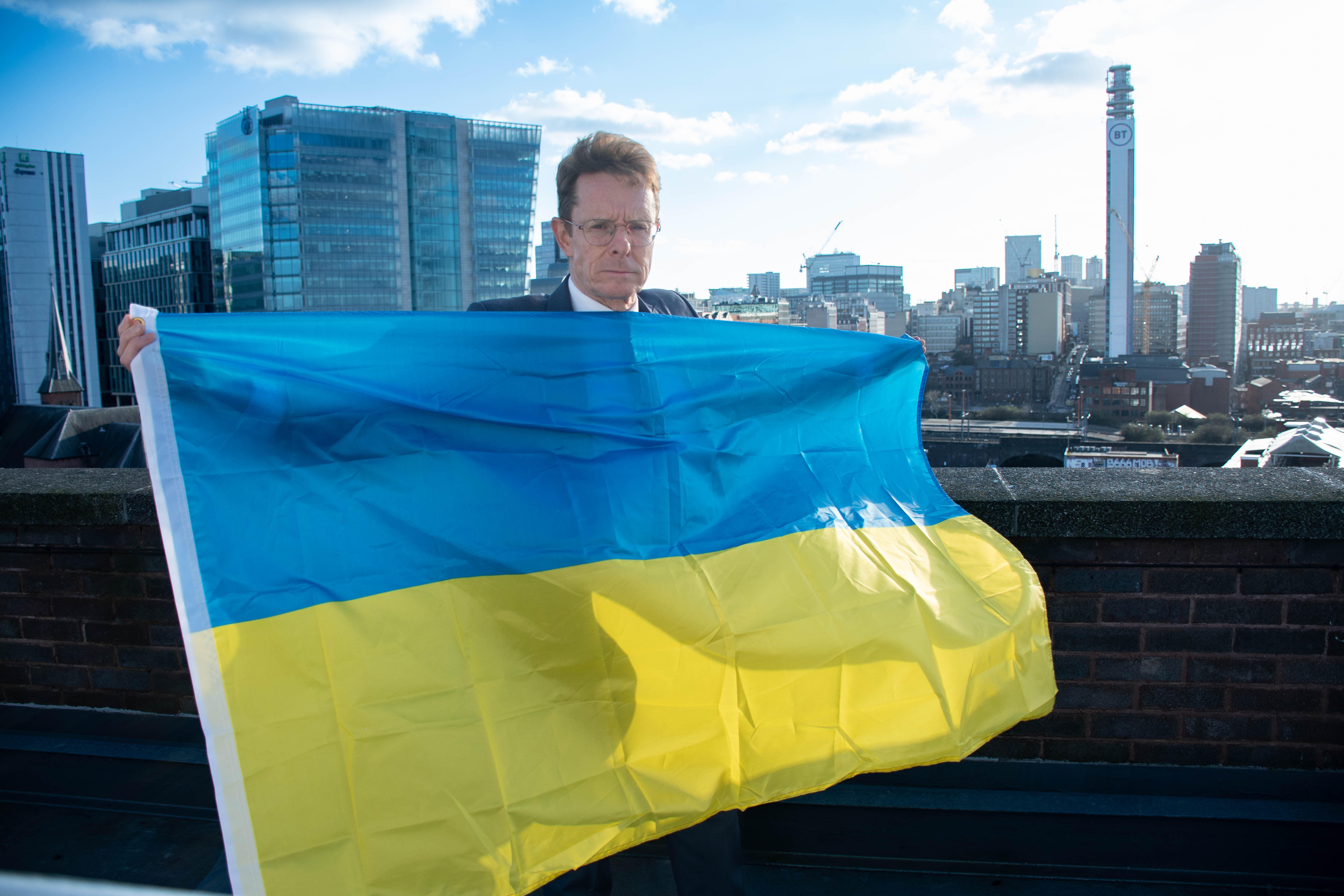 Andy Street, Mayor of the West Midlands, showing support for Ukraine